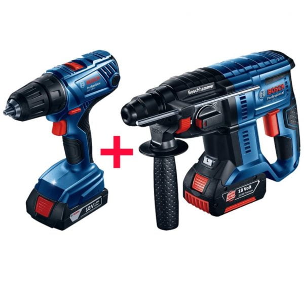 Mesin Bor Cordless Rotary Hammer 06019F81K2 Bosch GBH+GSR180-Li Combo Kit