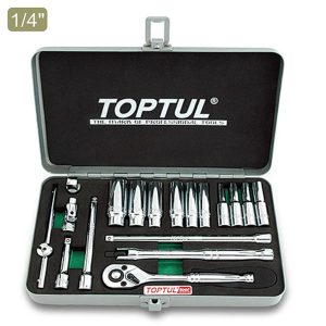Kunci Sock Socket Set SAE 1/4" DR. 12PT 18pcs Toptul GCAD1817