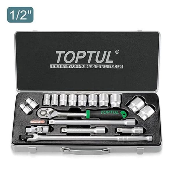 Kunci Sock Socket Set Metric 1/2" DR. 6PT 18pcs Toptul GCAD1802