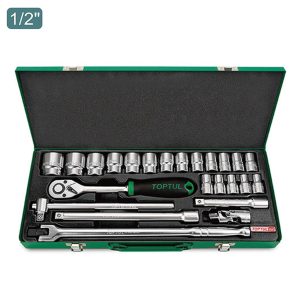 Kunci Sock Socket Set - Satin 1/2" DR. 6PT 24pcs Toptul GCAD2403