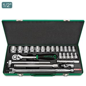 Kunci Sock Socket Set - Satin 1/2" DR. 12PT 24pcs Toptul GCAD2404