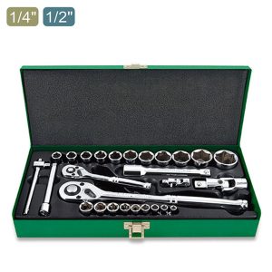 Kunci Sock Socket Set 1/4"&1/2" DR. 6PT 27pcs Toptul GCAD2802