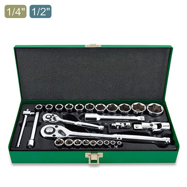 Kunci Sock Socket Set 1/4"&1/2" DR. 6PT 27pcs Toptul GCAD2802