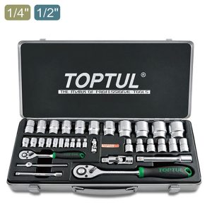 Kunci Sock Socket Set 1/4"&1/2" DR. 6PT 36pcs Toptul GCAD3402