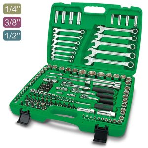 Kunci Sock Professional Grade Flank Socket Wrench Set Metric & SAE 1/4", 3/8"&1/2" 6PT 130pcs Toptul GCAI130B