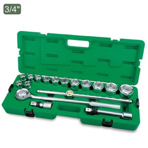 Kunci Sock Professional Grade Flank Socket Set 3/4" DR. 12PT 17pcs Toptul GCAI1702