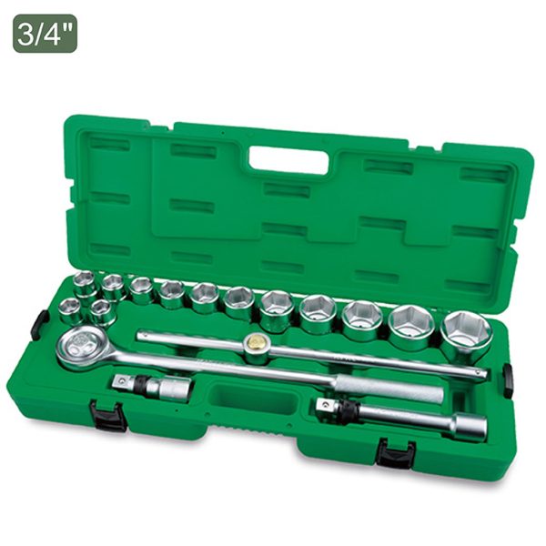 Kunci Sock Professional Grade Flank Socket Set 3/4" DR. 12PT 17pcs Toptul GCAI1702