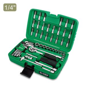 Kunci Set 51PCS Professional Grade 1/4" DR. Flank Socket & Hex Key Wrench Set TOPTUL GCAI5102