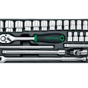 Kunci Sock DR.12PT Flank Socket Set 1/2" 24 Pcs Toptul GCAT2404