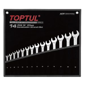 Kunci Set 15° Offset Standard Combination Wrench Set POUCH BAG BLACK TOPTUL GPAB1602