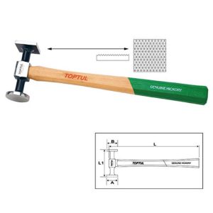 Palu Heavy Shrinking Hammer - Flat Face + Shrill Milled Square Face 100mm Toptul JFAB0133