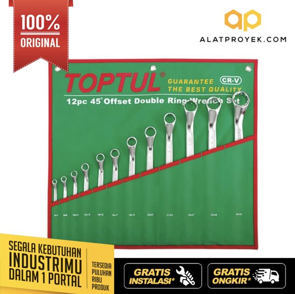 Kunci Ring Double Ring Wrench Set 45° Offset 12Pcs Toptul GAAA1202
