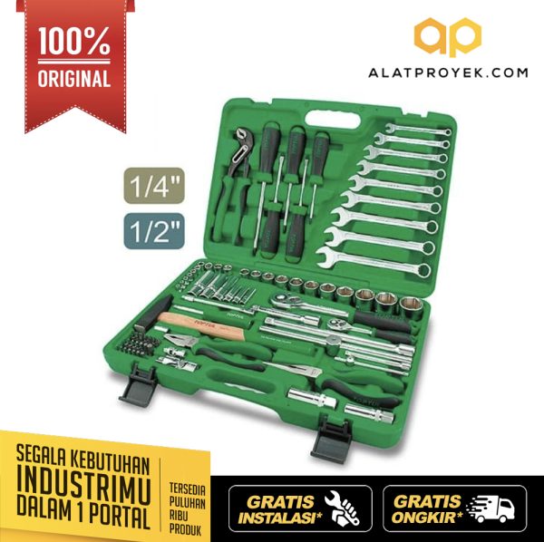 Kunci Set 80PCS Professional Grade 1/4" & 1/2" Tool Kit TOPTUL GCAI8002