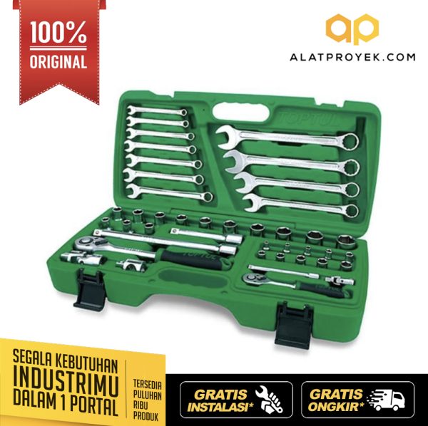 Kunci Sock Flank Socket Wrench Set 1/4" & 1/2" DR. 42pcs Toptul GAAI4201