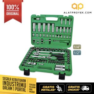 Kunci Sock Professional Grade Flank Socket Set 1/4"&1/2" DR. 12PT 108pcs Toptu GCAI108R1