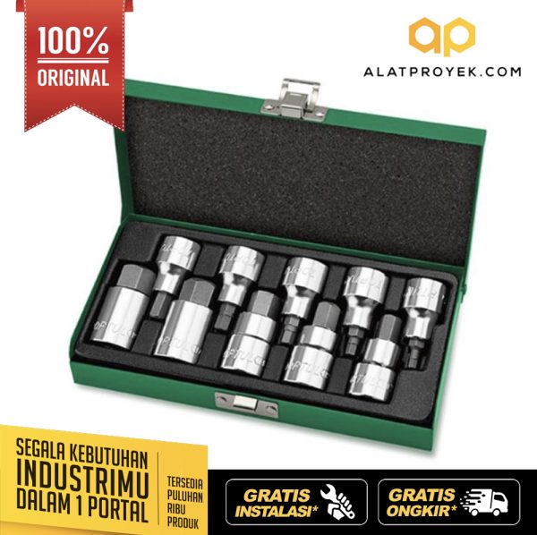 Kunci Sock Hex Bit Socket Set 1/2" DR. 10pcs Toptul GAAD1007