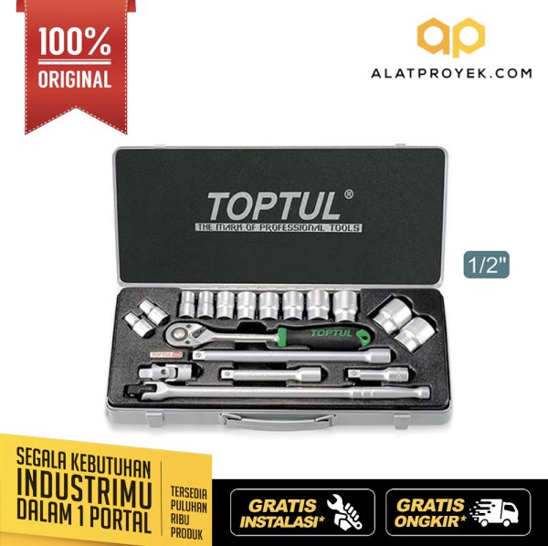 Kunci Sock Socket Set Metric 1/2" DR. 12PT 18pcs Toptul GCAD1804