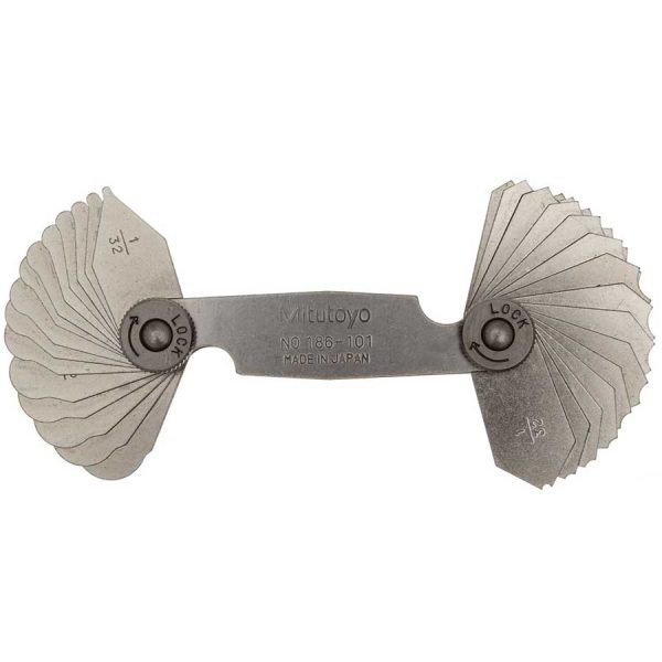 RADIUS GAGE 1/32-1/4IN (15PAIRS) 186-101 Mitutoyo MT0000498