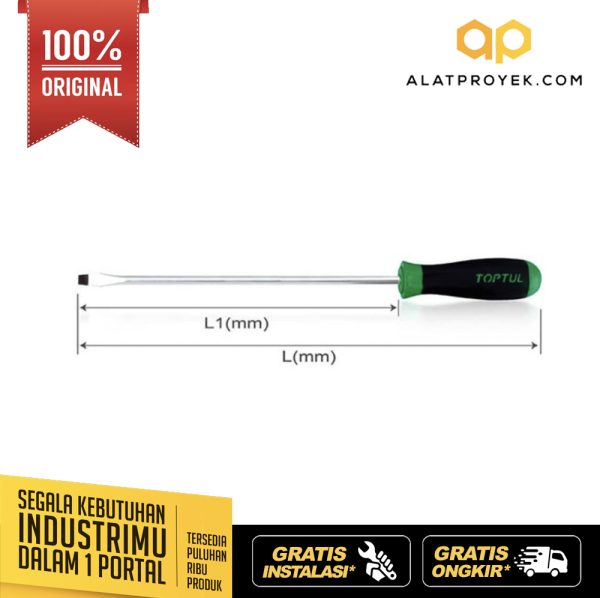 Obeng Extra Long Slotted Anti-Slip Screwdrivers 0.8x4.0 mm Toptul FACB0440