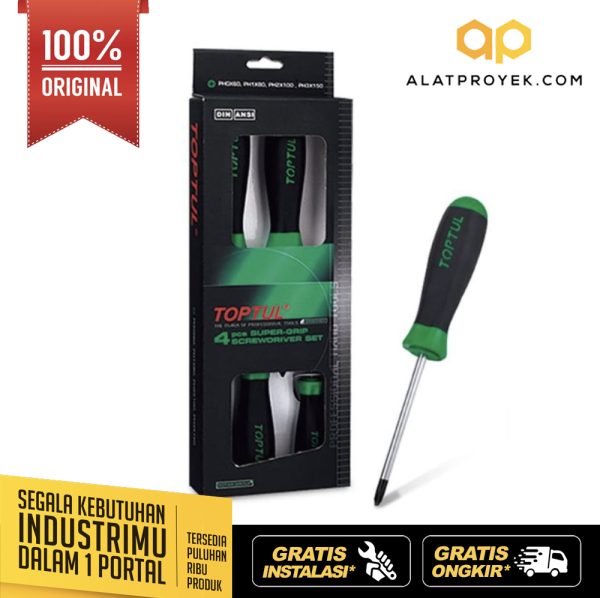 Obeng Phillips Super-Grip Screwdriver Set 4pcs Toptul GAAE0401