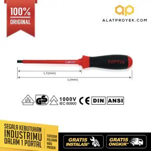 Obeng VDE Insulated Slotted Screwdrivers 0.5x3 mm Toptul FAEB0308