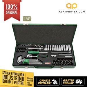 Kunci Sock Socket & Ball Point Hex Key Wrench Set 1/4" DR. 6PT 72pcs Toptul GCAD7202