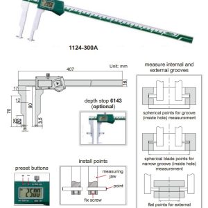 Digital Caliper With Interchangeable Points 0-300mm/0-12" Insize 1124-300A