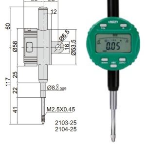 Digital Indicator (lug back) 25.4mm/1" Insize 2103-25