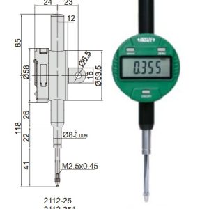 Digital Indicator (lug back) 25.4mm/1" (standar model) Insize 2112-251