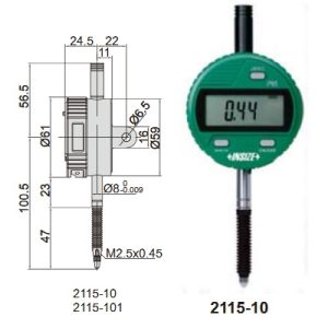 Waterproof Digital Indicator (lug back) 12.7mm/0.5" Insize 2115-10