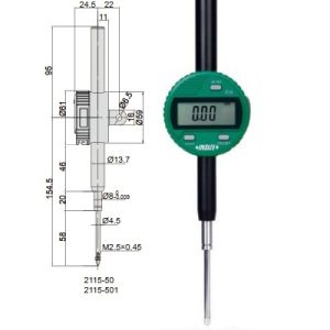 Waterproof Digital Indicator (lug back) 50.8mm/2" Insize 2115-501