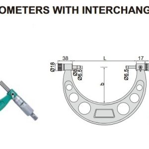 Outside Micrometer With Interchangeable Anvils 50-150mm Insize 3206-151A