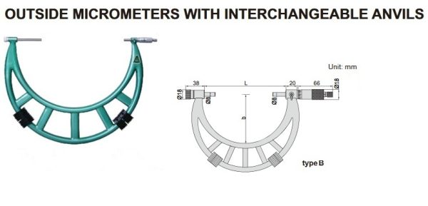 Outside Micrometer With Extension Anvil Collar 600-700mm Insize 3206-700