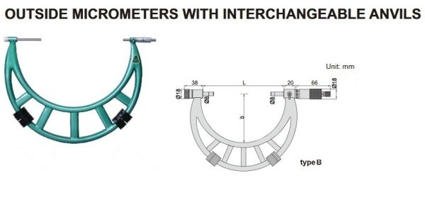 Outside Micrometer With Extension Anvil Collar 700-800mm Insize 3206-800