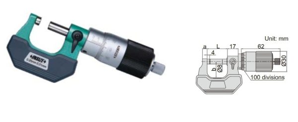 Quick Feeding Outside Micrometer 0-25mm Insize 3208-25B