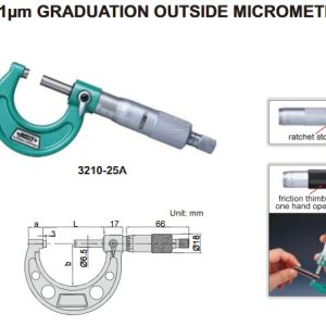 Graduation Outside Micrometer Set 1um 0-100mm Insize 3210-1004A