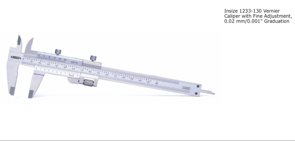 Jangka Sorong Vernier Caliper With Fine Adjustment 0-130mm/0-5" Insize 1233-130