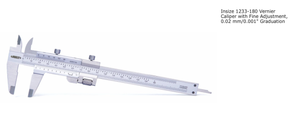 Jangka Sorong Vernier Caliper With Fine Adjustment 0-180mm/0-7" Insize 1233-180
