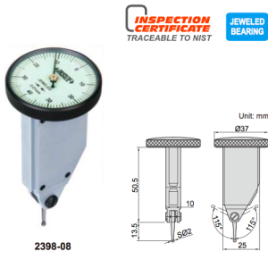 Back Plunger Type Dial Test Indicator 0-0.8mm Insize 2398-08