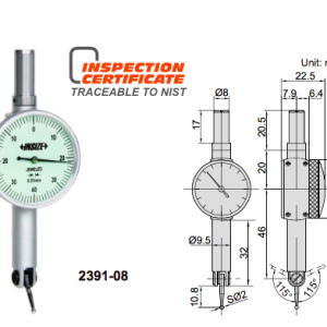 Round Body Dial Test Indicator 0.8mm Insize 2391-08