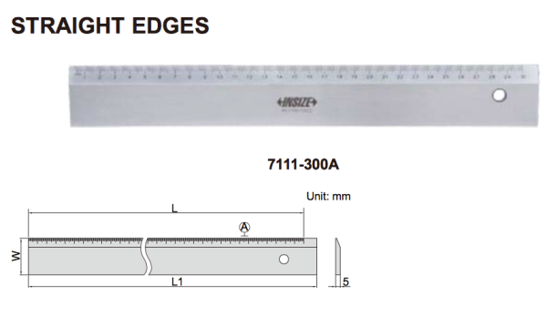 Penggaris Besi Straight Edge 1000mm Insize 7111-1000A