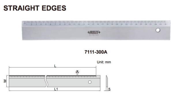 Penggaris Besi Insize 500mm Straight Edge 7111-500A