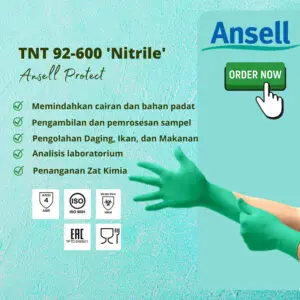 Ansell Touch n Tuff Nitrilge Gloves 240MM Powder Free Green Size XL