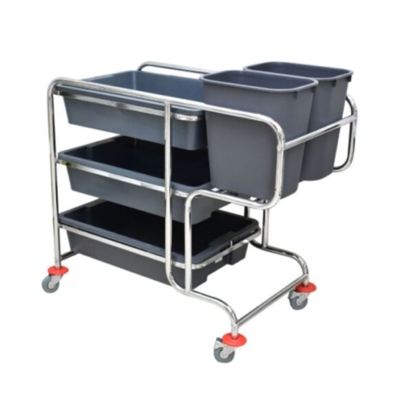 Krisbow Large dish Collector 110x58x104 Cm Troli Kebersihan - Image 3