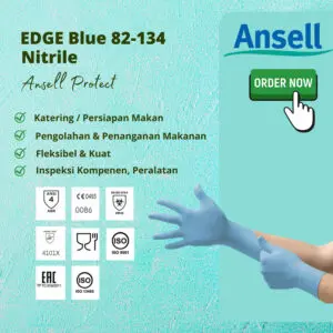 Sarung Tangan Nitril Ansell Edge Blue 82-134 Gloves Original