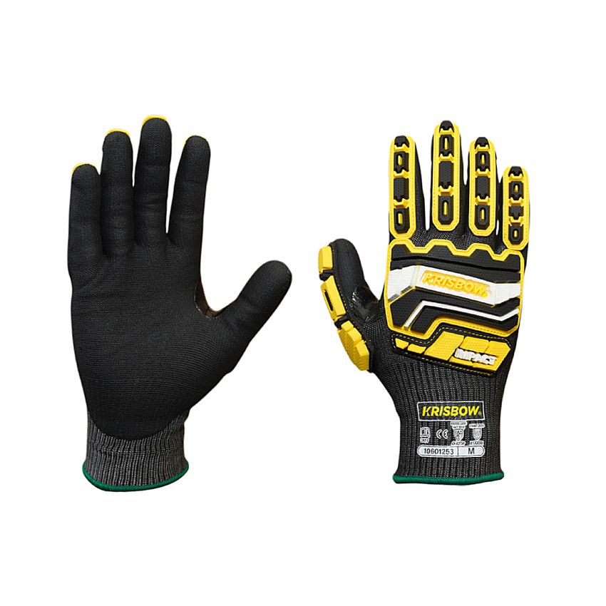 Krisbow Srsg512 Sarung Tangan Pengaman Ukuran M - Hitam/kuning