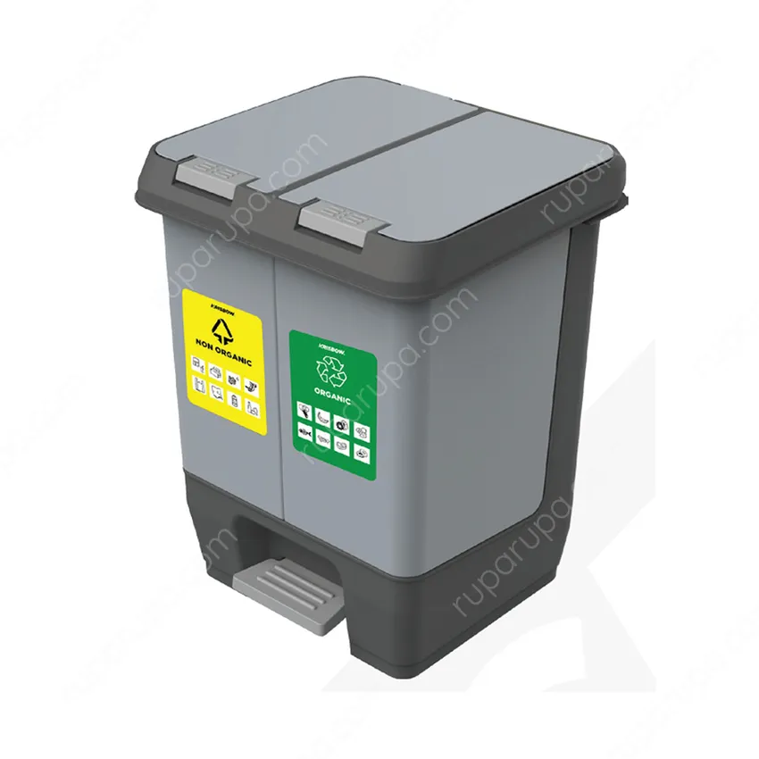 Krisbow Tempat Sampah 2 Kompartemen 22 Ltr Abu-abu