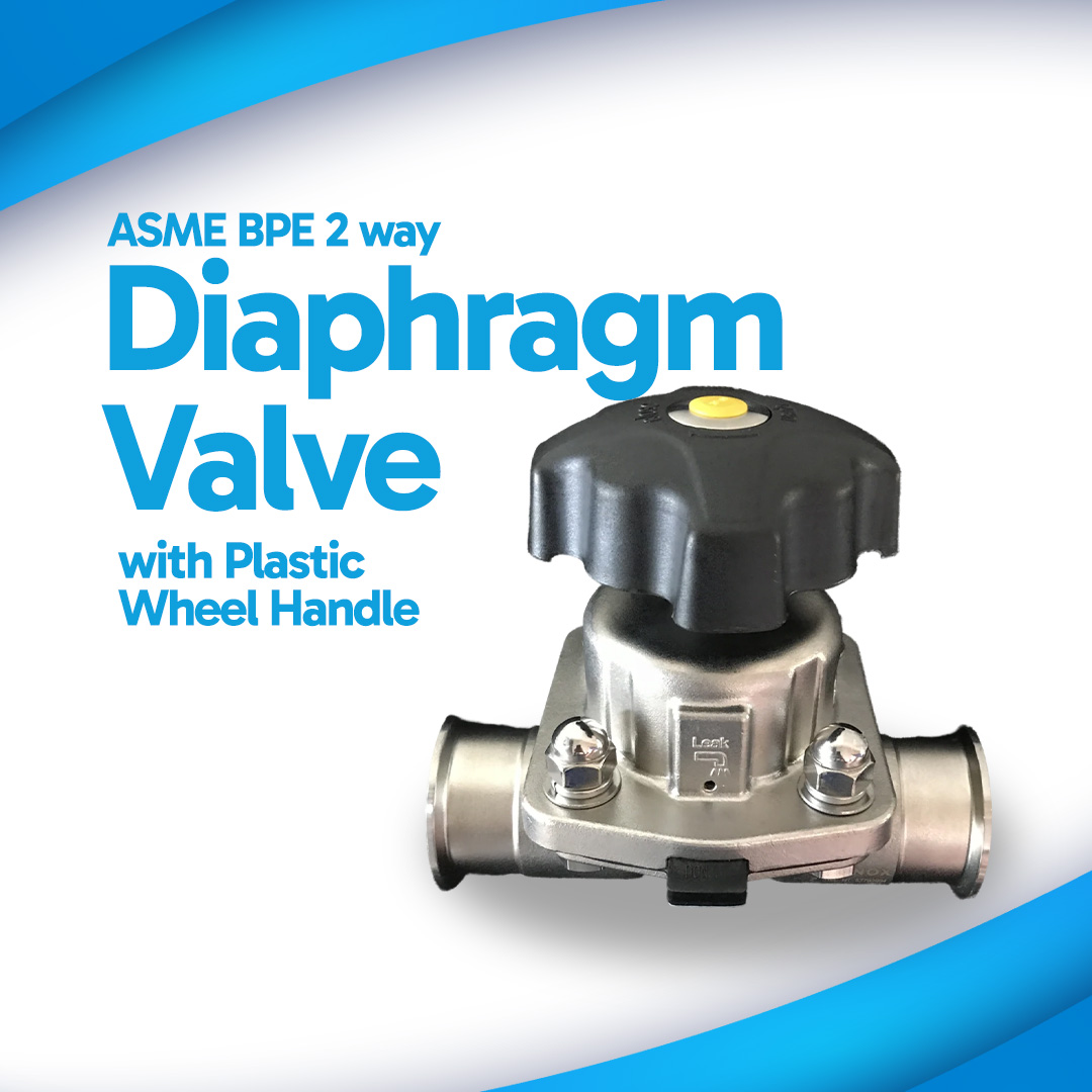 Serinox ASME BPE 2 way Sanitary Diaphragm Valve With Plastic Wheel Handle