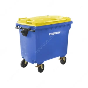 Krisbow Tempat Sampah Dengan Tutup 660 Ltr Biru/kuning